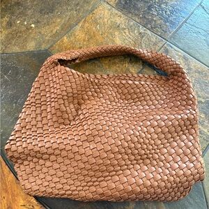 Brown Woven Leather Tote Bag